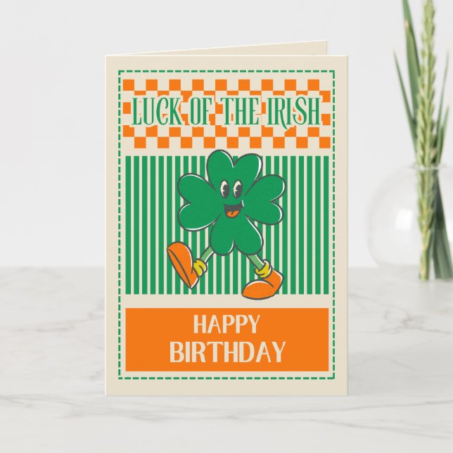 Tarjeta de Feliz Cumpleaños Suerte de los Irlandes (Anverso)