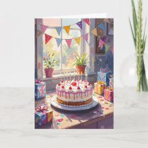 Tarjeta de Feliz Cumpleaños - Tarjeta de pastel de
