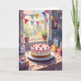 Tarjeta de Feliz Cumpleaños - Tarjeta de pastel de