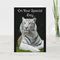 Tarjeta de Feliz Cumpleaños Tigre Blanco