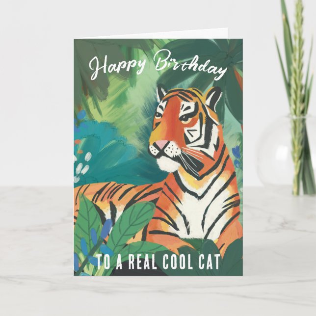 Tarjeta de Feliz Cumpleaños Tigre de la Jungla (Anverso)