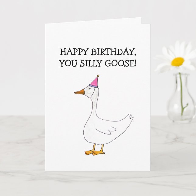Tarjeta de Feliz Cumpleaños Tonto Ganso (En Blanco (Planta pequeña)