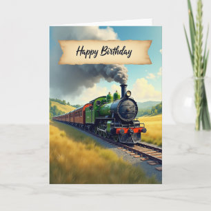 Tarjeta de Feliz Cumpleaños Tren de Vapor