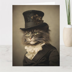 Tarjeta de Feliz Cumpleaños Victoriana para Gato p