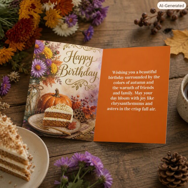 Tarjeta de Feliz Cumpleaños y Floral de Otoño Colo (Subido por el creador)
