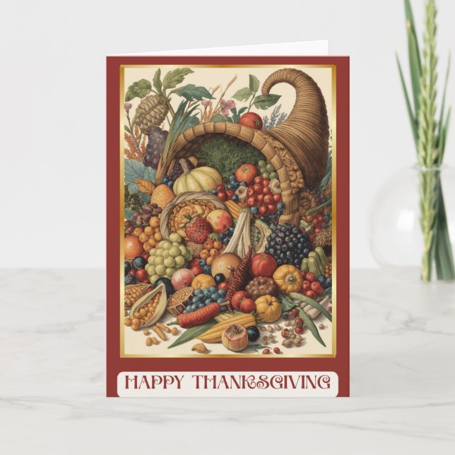 Tarjeta de Feliz Día de Acción de Gracias Cornucop (Anverso)