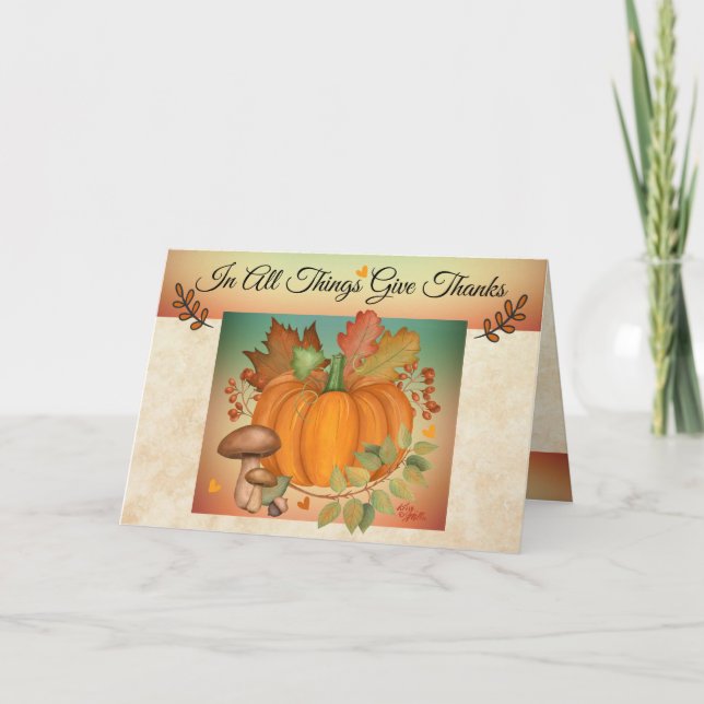 Tarjeta de Feliz Día de Acción de Gracias Doblada (Anverso)
