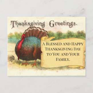 Tarjeta de Feliz Día de Acción de Gracias Pavo Fie