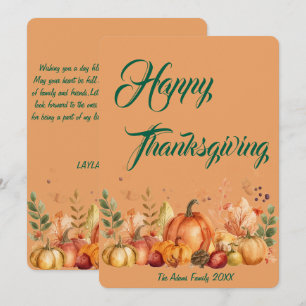 Tarjeta de Feliz Día de Acción de Gracias, Tarjeta