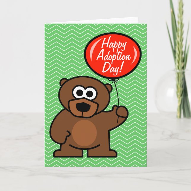 Tarjeta de feliz Día de adopción | oso de peluche  (Anverso)