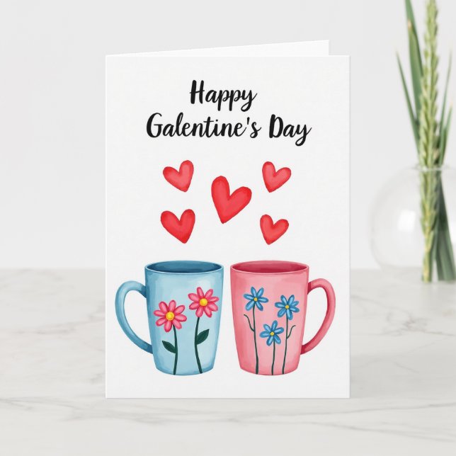 Tarjeta de Feliz Día de Galentines Amigas (Anverso)