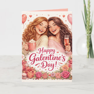 Tarjeta de Feliz Día de Galentines, En Blanco Por