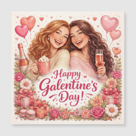 Tarjeta de Feliz Día de Galentines, Tarjeta Magnét