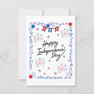 Tarjeta de Feliz Día de la Independencia USA 4 de
