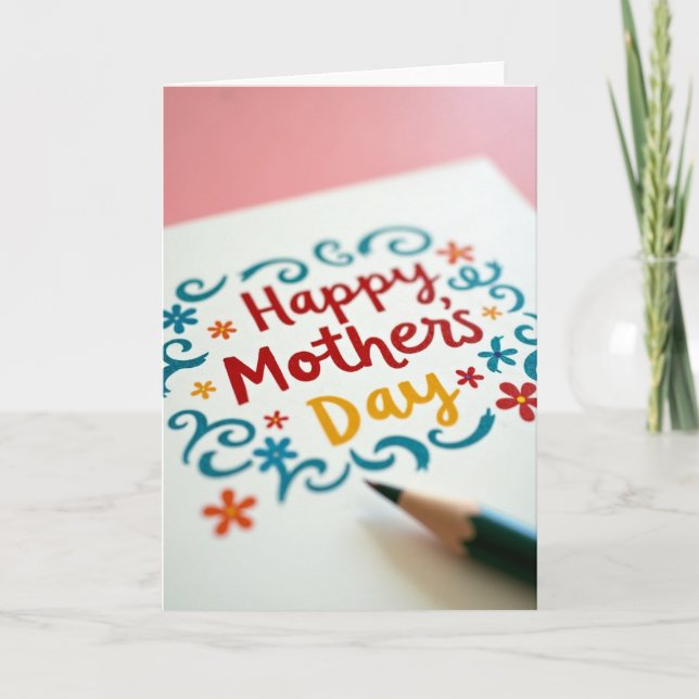 Tarjeta de Feliz Día de la Madre con Brillo (Anverso)