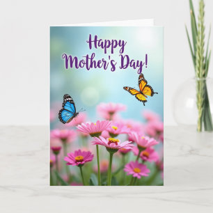 Tarjeta de Feliz Día de la Madre con Flor Rosa
