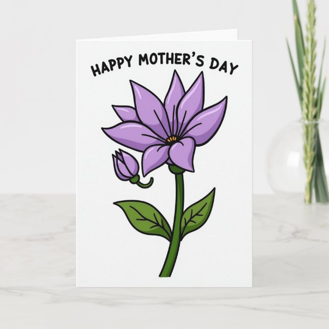 Tarjeta de Feliz Día de la Madre con Floral Mate (Anverso)