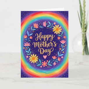 Tarjeta de Feliz Día de la Madre con Flores con Es