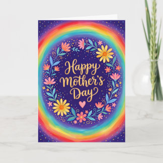 Tarjeta de Feliz Día de la Madre con Flores con Es