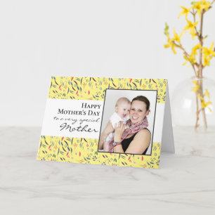 Tarjeta de Feliz Día de la Madre con foto floral a