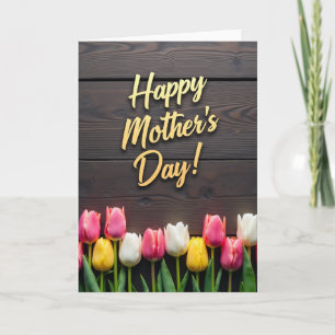 Tarjeta de Feliz Día de la Madre con Letra Dorada