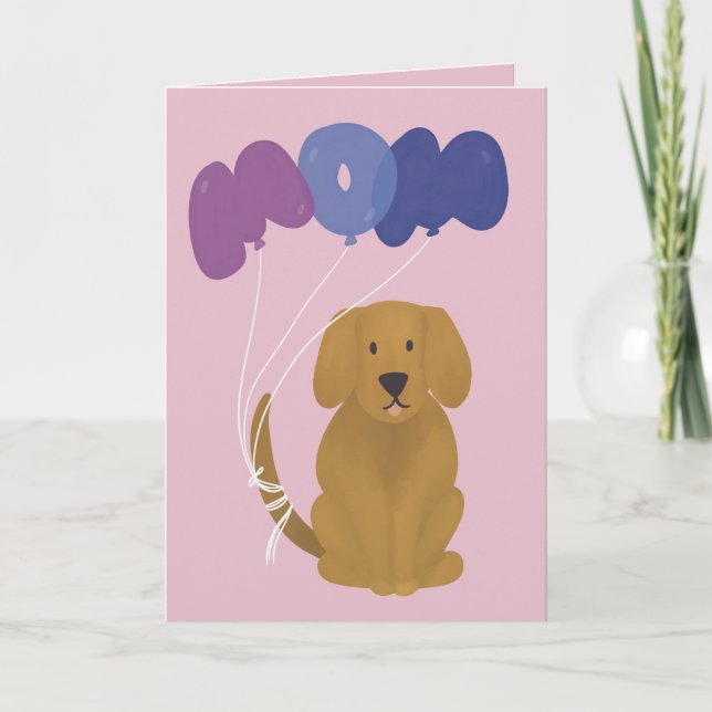 Tarjeta de Feliz Día de la Madre con Perro Bonito  (Anverso)