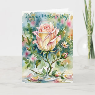Tarjeta de Feliz Día de la Madre con Rosa de Champ