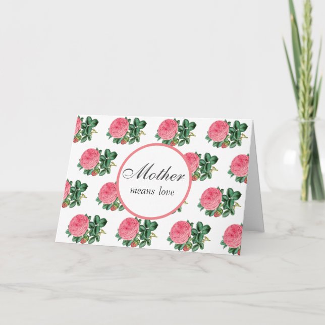 Tarjeta de Feliz Día de la Madre con Rosa Rosa (Anverso)