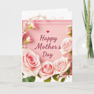Tarjeta de Feliz Día de la Madre con Rosa Rosa Ele
