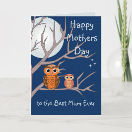 Tarjeta de Feliz Día de la Madre de Búhos Doblada