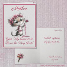 Tarjeta de Feliz Día de la Madre de Gatos Muy Lind
