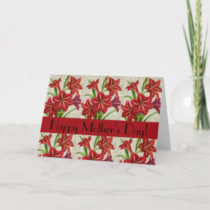 Tarjeta de Feliz Día de la Madre de Lirios Rojos