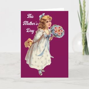 Tarjeta de Feliz Día de la Madre de Niña con Regal