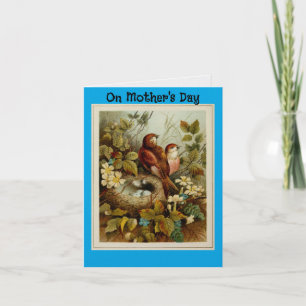 Tarjeta de Feliz Día de la Madre de Pájaros con Ni