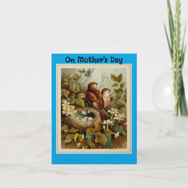 Tarjeta de Feliz Día de la Madre de Pájaros con Ni (Anverso)