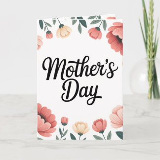 Tarjeta de Feliz Día de la Madre Floral Mínima