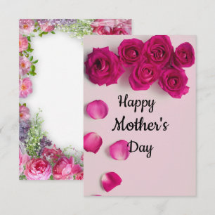 Tarjeta de Feliz Día de la Madre Floral Rosa