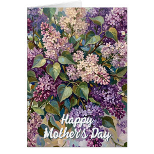 Tarjeta de Feliz Día de la Madre Flores de Lila