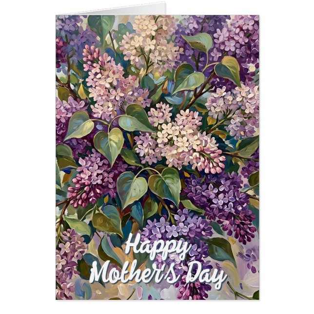 Tarjeta de Feliz Día de la Madre Flores de Lila (Frente)