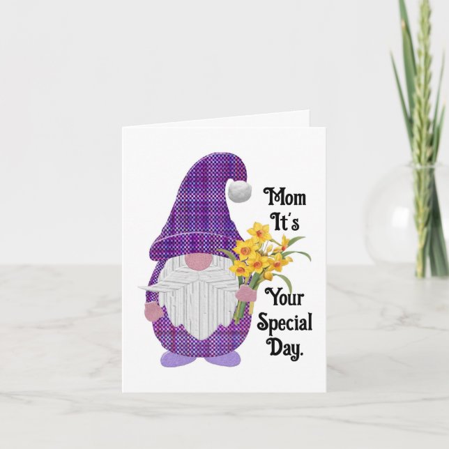 Tarjeta de Feliz Día de la Madre Gnomo (Anverso)