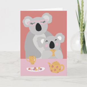 Tarjeta de Feliz Día de la Madre Koala Tea Time Cu