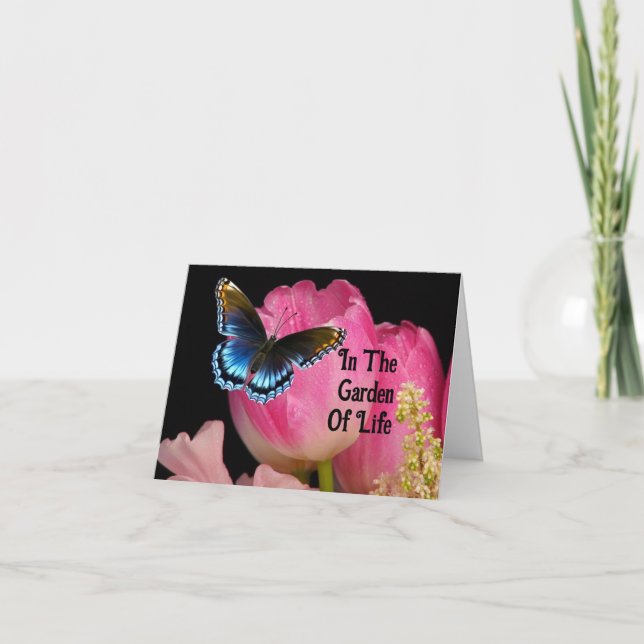 Tarjeta de Feliz Día de la Madre Mariposa Azul (Anverso)