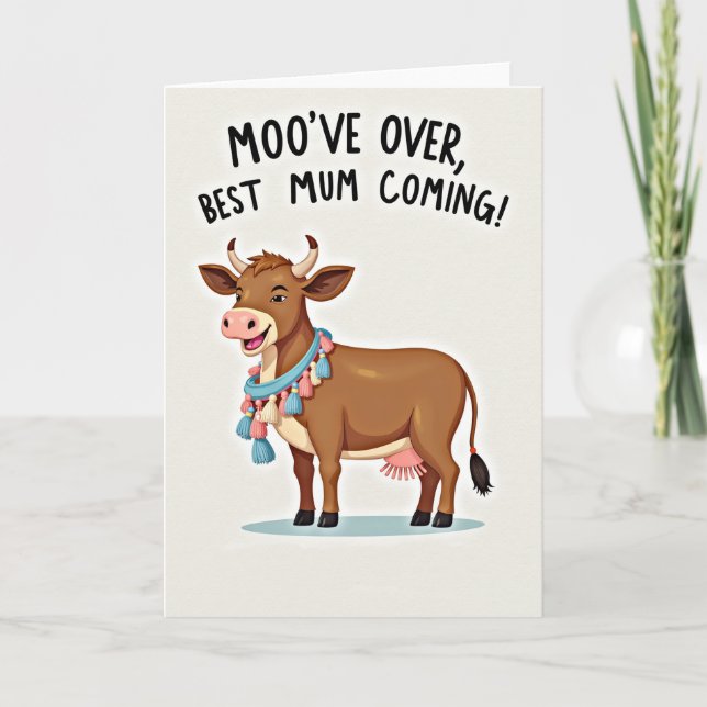 Tarjeta de Feliz Día de la Madre para Vaca (Anverso)