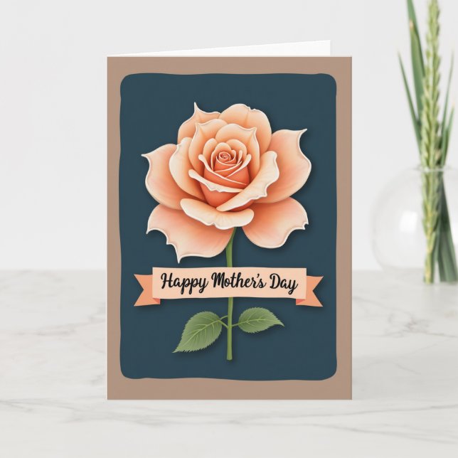 Tarjeta de Feliz Día de la Madre Peach Rose (Anverso)
