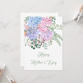tarjeta de feliz día de la madre púrpura e hidrang