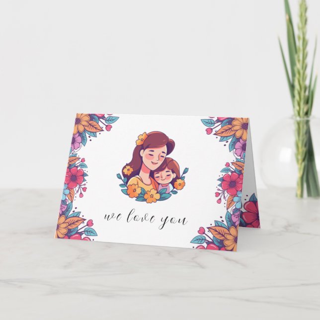 tarjeta de feliz día de la madre púrpura y rosa co (Anverso)