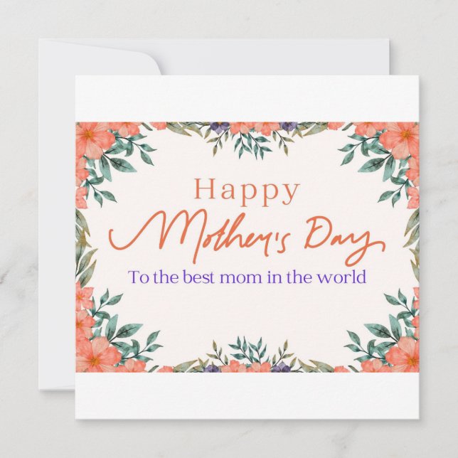 Tarjeta de Feliz Día de las Madres con Flores (Anverso)