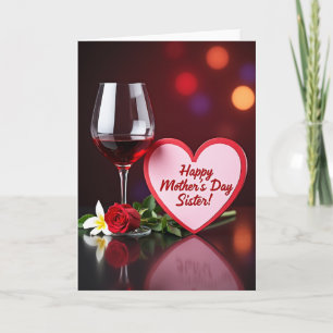 Tarjeta de Feliz Día de las Madres con Vino Ruby