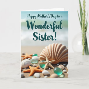 Tarjeta de Feliz Día de las Madres en la orilla de