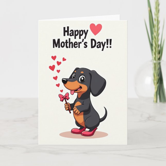 Tarjeta de Feliz Día de las Madres Perrito Dulce (Anverso)